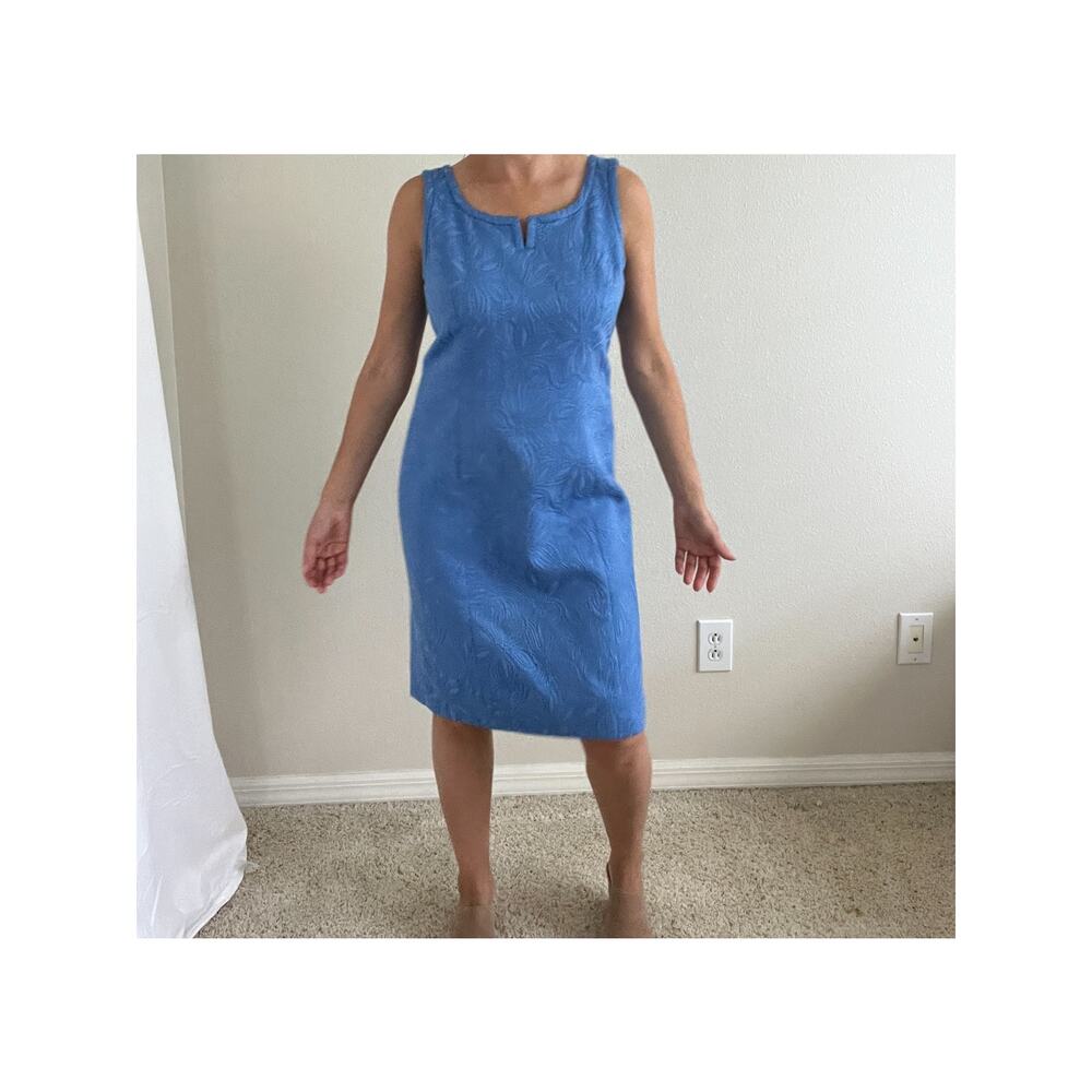 💙 Polished Perfection – Talbots Quilted Sheath Dress in Periwinkle Blue